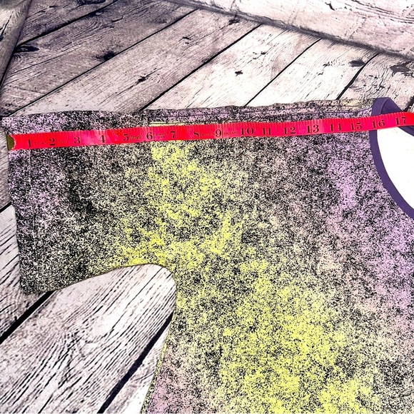 Adidas Moment Cropped Tee Shirt Yellow/Purple Tint Black Speckles Athletic Large - Picture 5 of 14